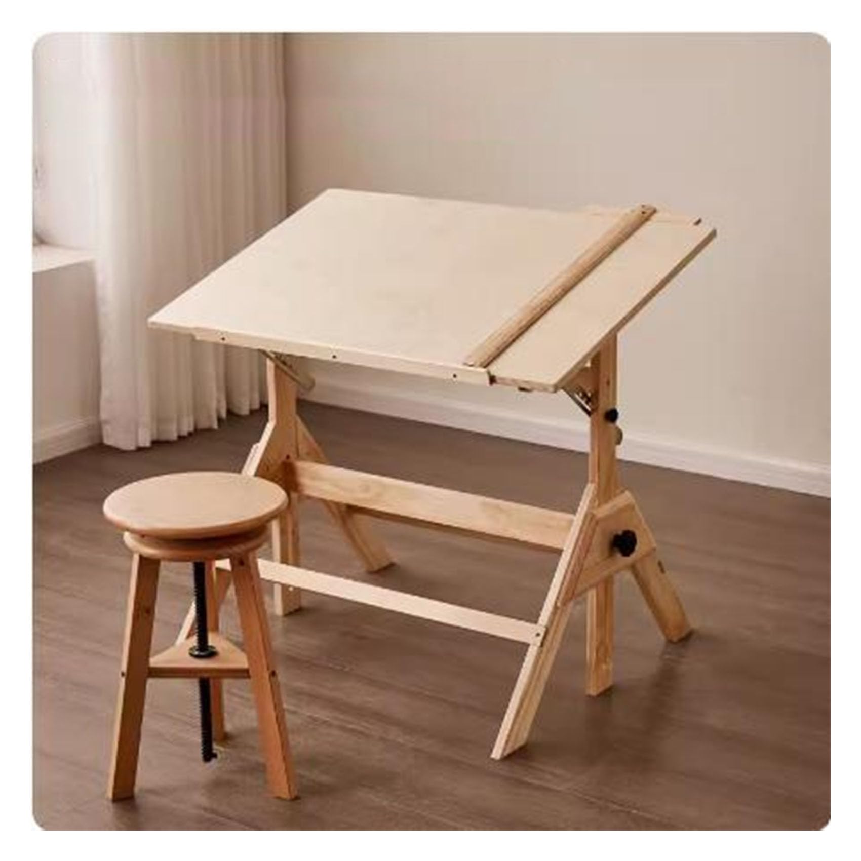 製図台、製図テーブル Amazon.co.jp: 作業台、大型木製製図テーブル、製図台, 高さ調節可能な