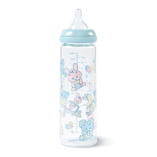 LittleForBig Adult Baby Bottle Ultra Printed Specialty Oversized Glass Feeding Baby Parade Pattern