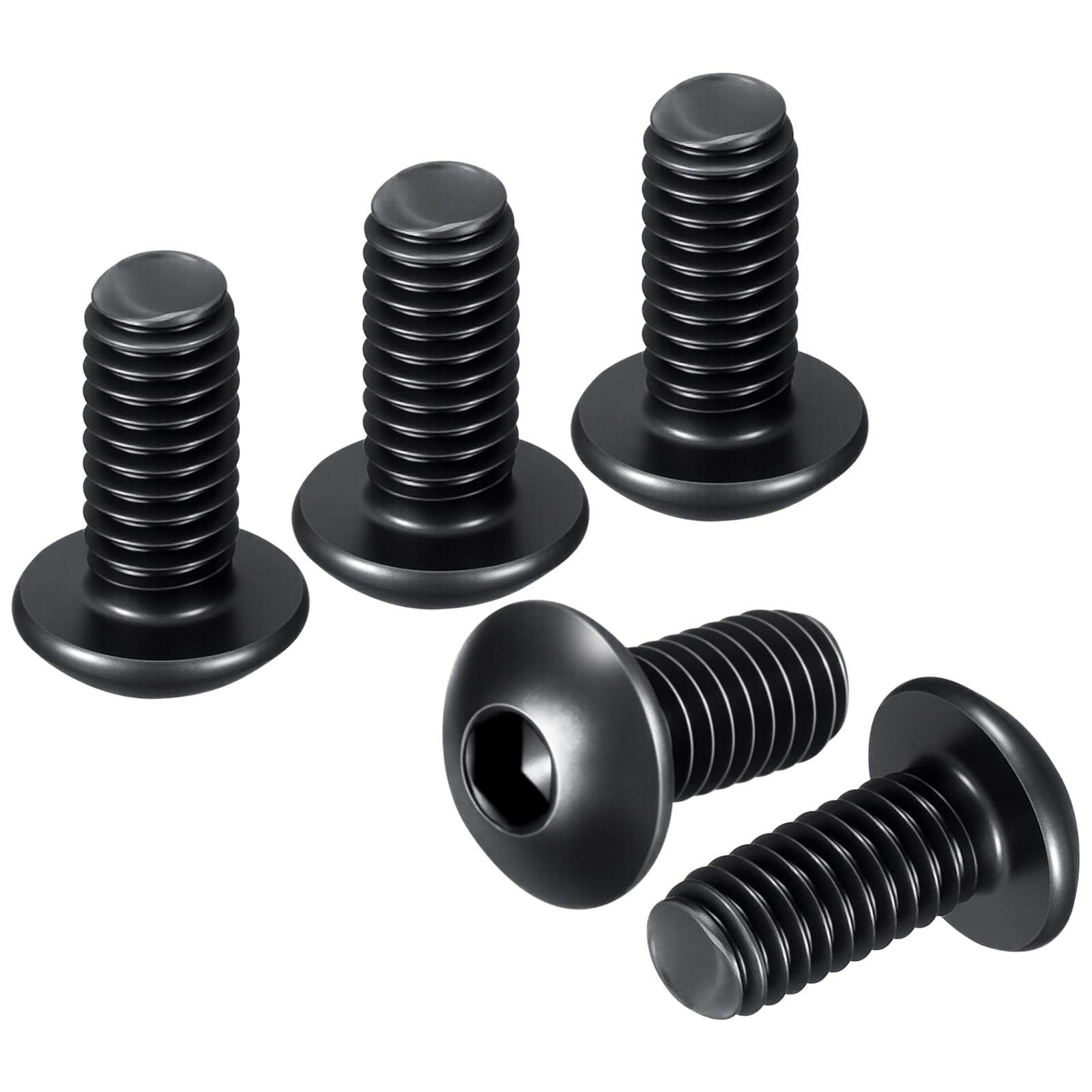 DTGN M3-0.5x6mm Button Head Socket Cap Screws - 50Pack - Good for Road Bicycle, Mountain Bike, Auto, Motorcycle - Carbon Steel Black Oxide - Hex