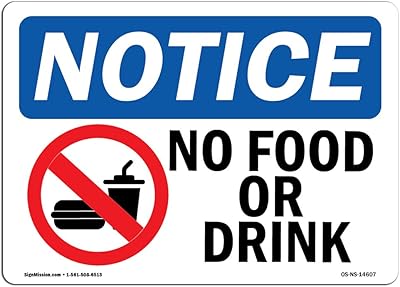 OSHA Notice Signs - No Food Or Drink Sign with Symbol | Extremely Durable Made in The USA Signs or Heavy Duty Vinyl Label Decal | Protect Your Construction Site, Warehouse & Business
