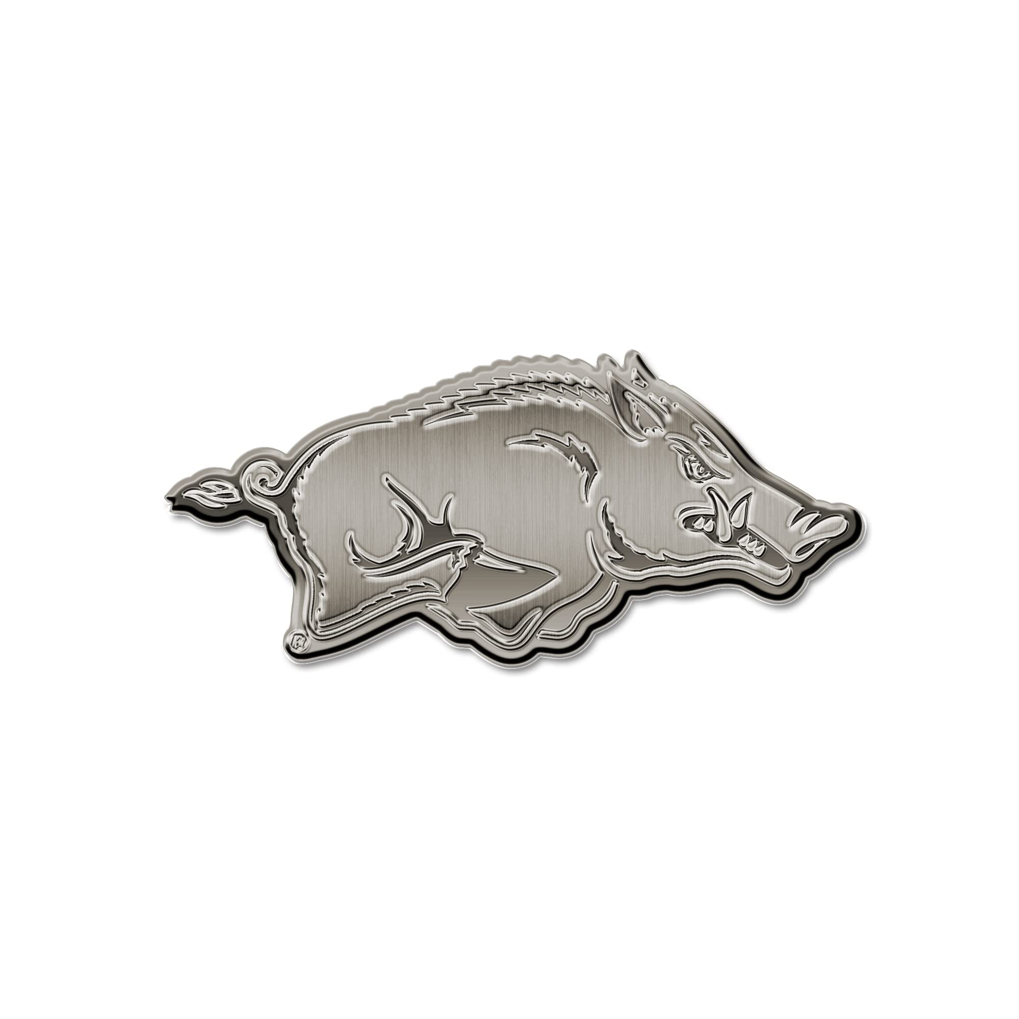 Rico Industries NCAA Arkansas Razorbacks Antique Auto Emblem Antique Nickel Auto Emblem for Car/Truck/SUV