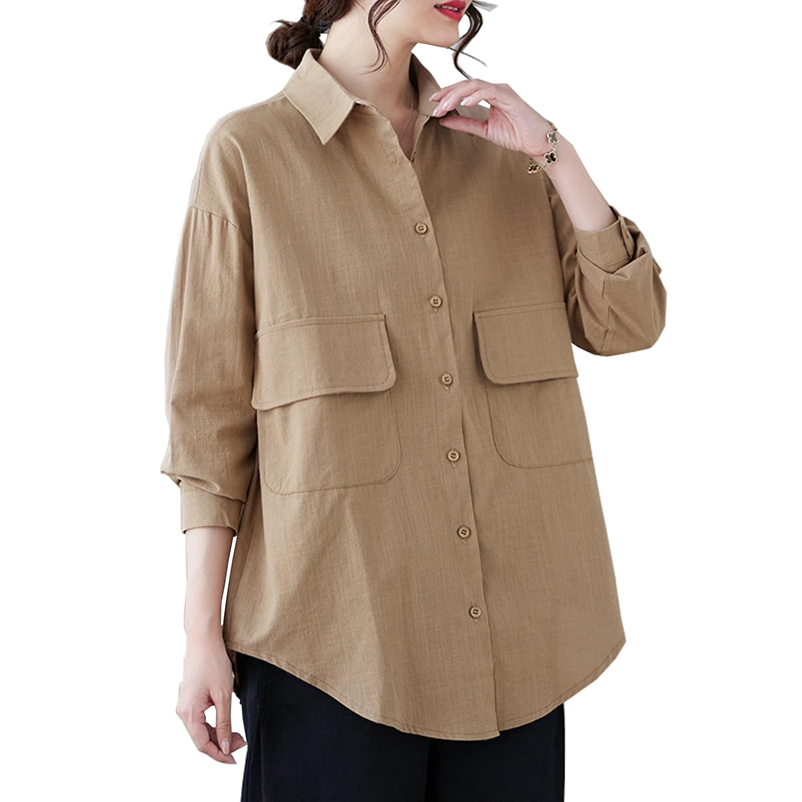 フランス ヴィンテージ ベージュ 長袖シャツ 裾スリット付き 1910s French Antique Cotton Long Shirts フランス アンティーク