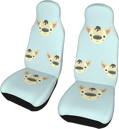 Amazon ハイエナ スタイル かわいい 野生動物 タイ 車シートカバー シー 2セット トクッション 椅子カバーマット 車座席 フロント座席適用 軽普通車用 四季通用 車 バイク 車 バイク