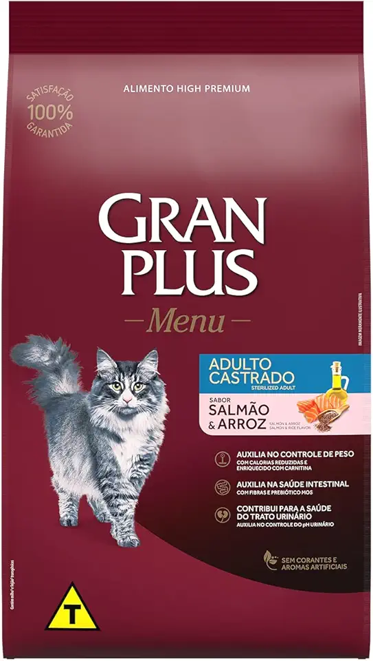 GRANPLUS GATOS CASTRADO SALMÃO E ARROZ 1X10,1kg