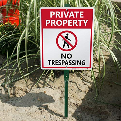 SmartSign No Trespassing Signs Private Property, 10 x 12 Inches Aluminum Sign with 3 Feet Stake - Image 3