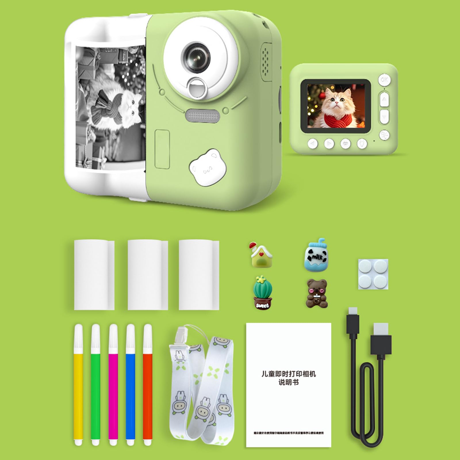 Fotocamera Digitale per Bambini Stampa istantanea Foto Cattura Video 1080P Riproduzioni Musicali e Divertimento Creativo per fotografi Stampante per Fotocamera per Bambini