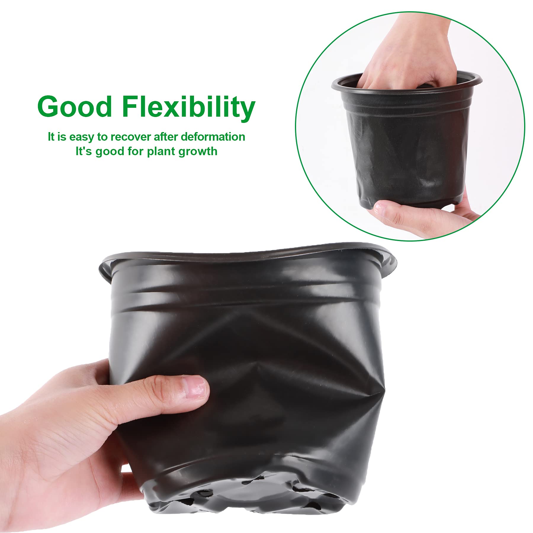 Augshy - Lot de 150 pots en plastique noir pour semis et plantes, pots de démarrage de 10 cm