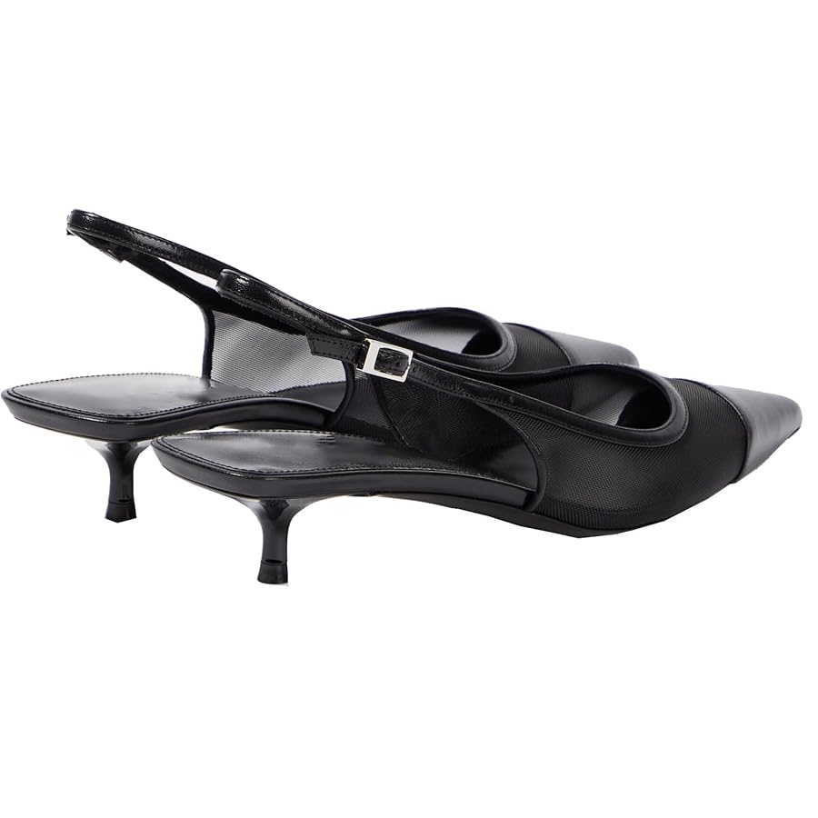 Amazon.com | YIYA Women's Black Mesh Slingback Pumps Sandals