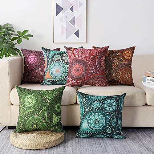 Artscope 6er-Set Dekorativ Kissenbezug 45 x 45 cm, Polyester Leinen Kissenbezüge Dekokissen Kissenhülle Set Kissen Fall… – Bild 5