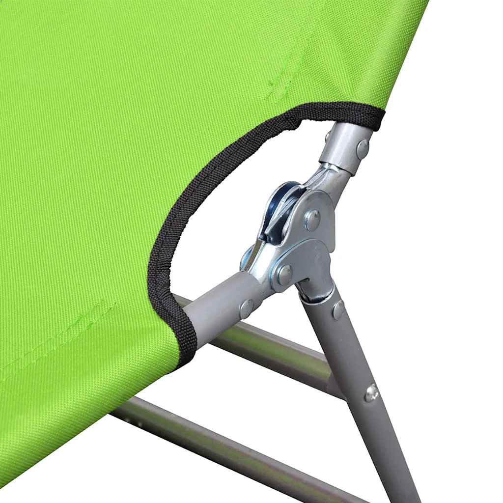 Leżak składany z zagłówkiem, regulowany, zielone jabłko, do ogrodu, na taras, balkon, basen, plażę, kemping, wellness i relaks podczas urlopu, ze stabilną konstrukcją stalową