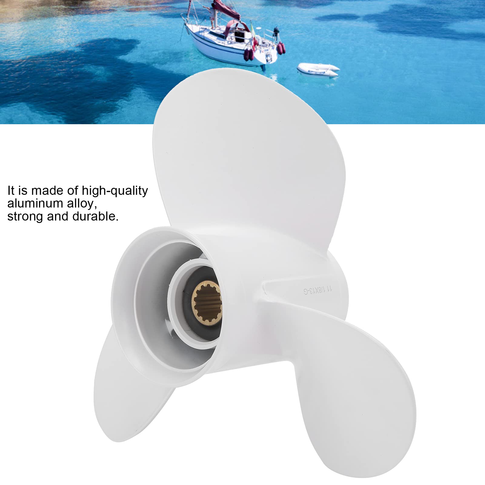 Keenso Hélice de Barco, Marino 11-1/8 X 13 - G 69W - 45945-00 - EL Motor de Barco Hélice de aleación de Aluminio para Motor Fuera de borda Barcos de Remo