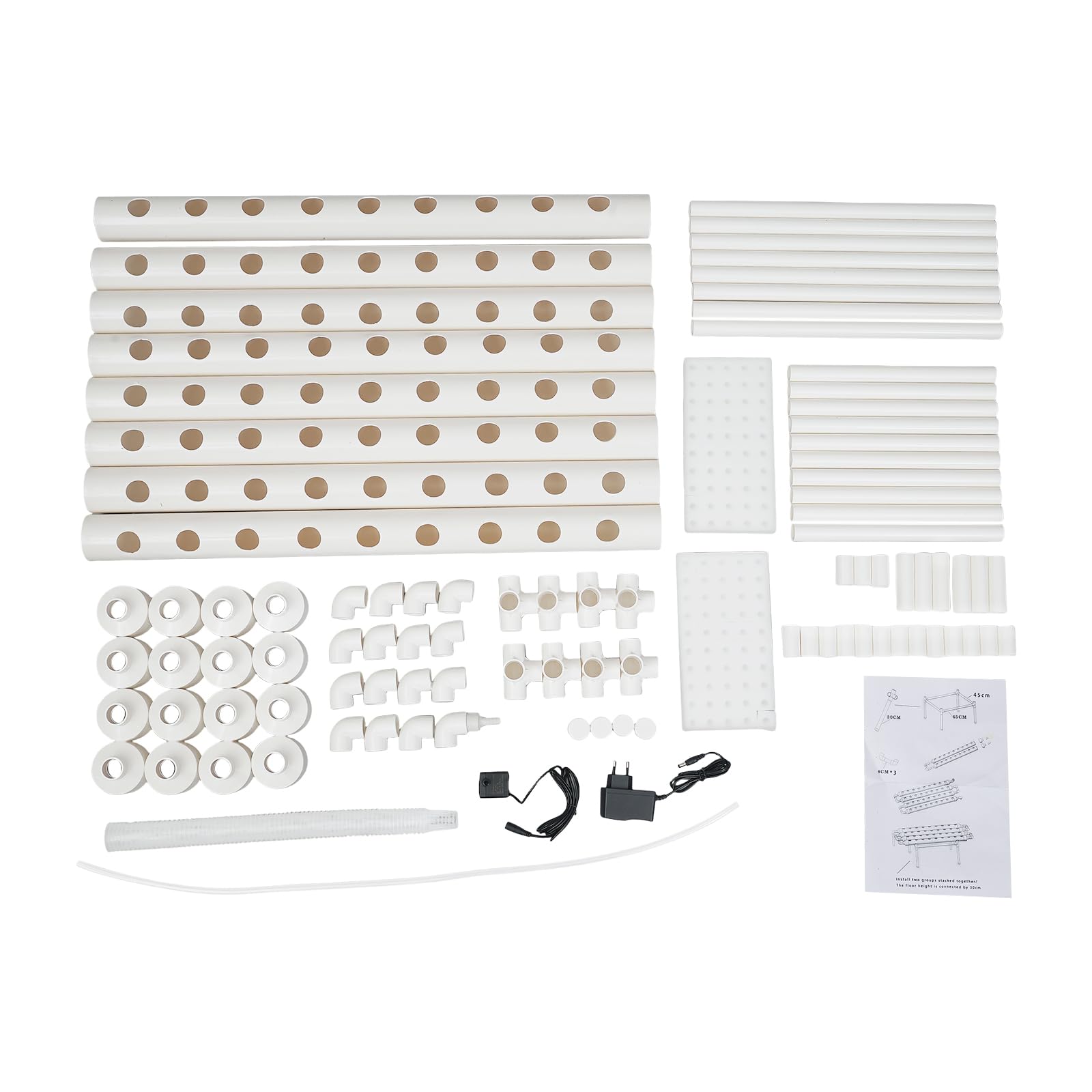 Kit de culture hydroponique, Système de culture en PVC-U à deux couches avec 72 emplacements et arrosage automatique, Système hydroponique sans sol pour le jardin, le balcon, la culture de légumes et