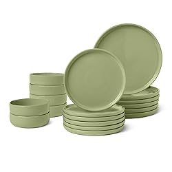 Offerta Amazon Basics Servizio da Tavola in Gres Smaltato, Set di 18 Pezzi in sconto oggi