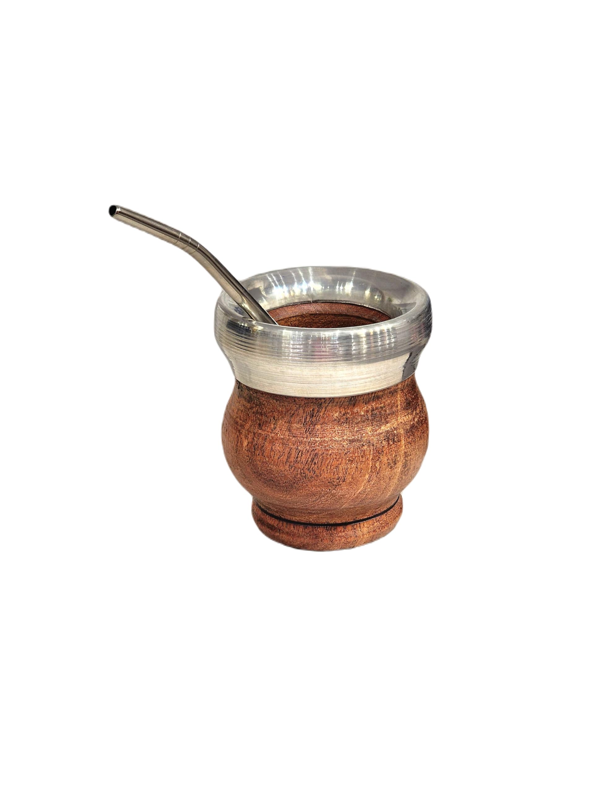 Tazza opaca in legno di carrubo naturale e acciaio inossidabile, opaca argentina con lampadina, Zucca di Yerba Mate, Gourd opaco cup