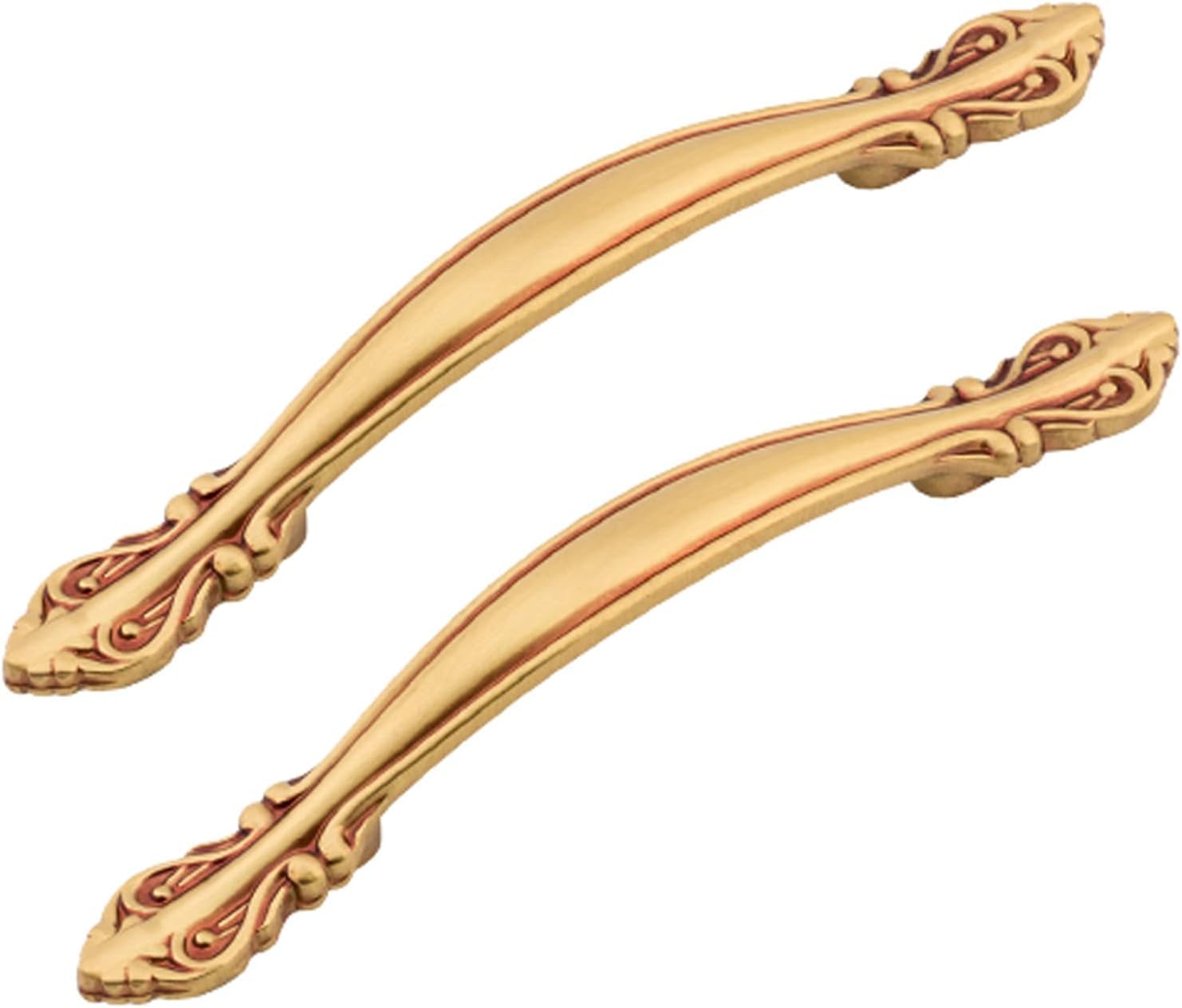 PAQWTYB Pulls, 2PCS Brass Vintage Cabinet Handles Furniture Door Pull Antique Knobs