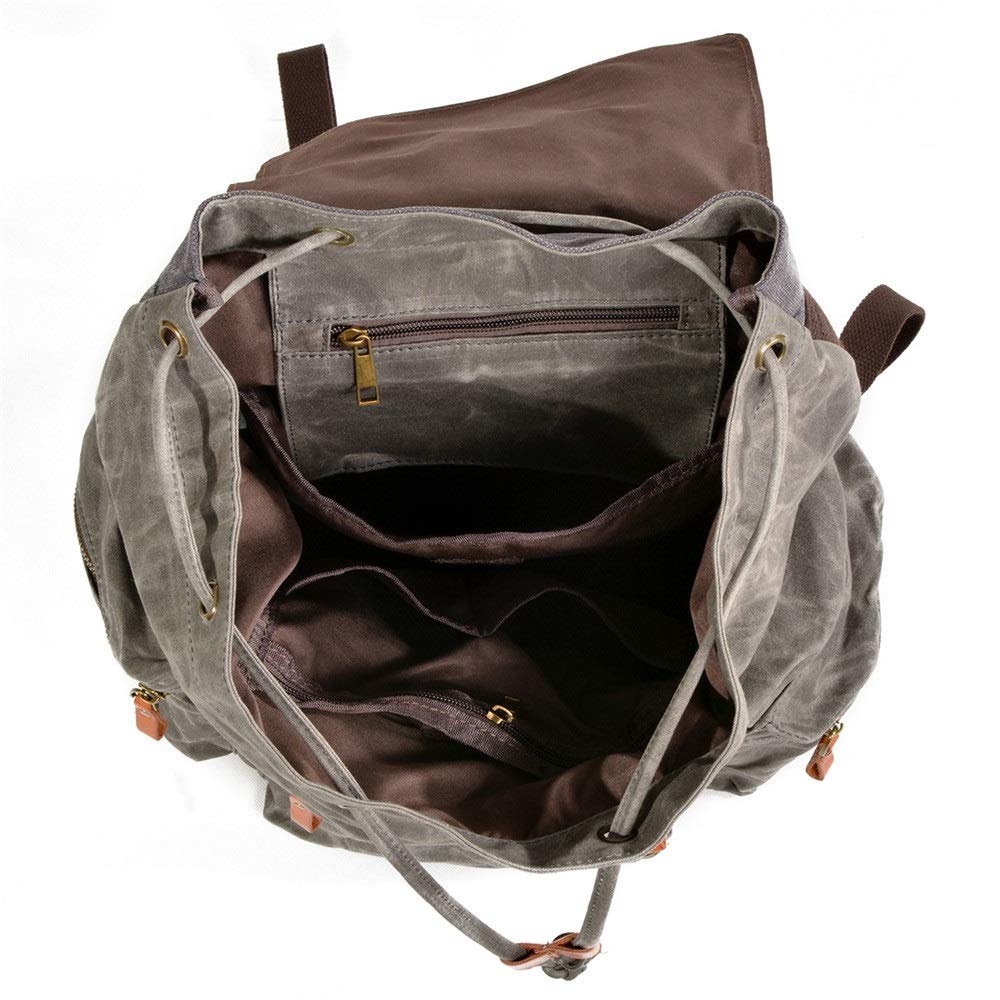Mochila Informal de Cuero Para Hombre Mochila casual mochila senderismo de(Schwarz)