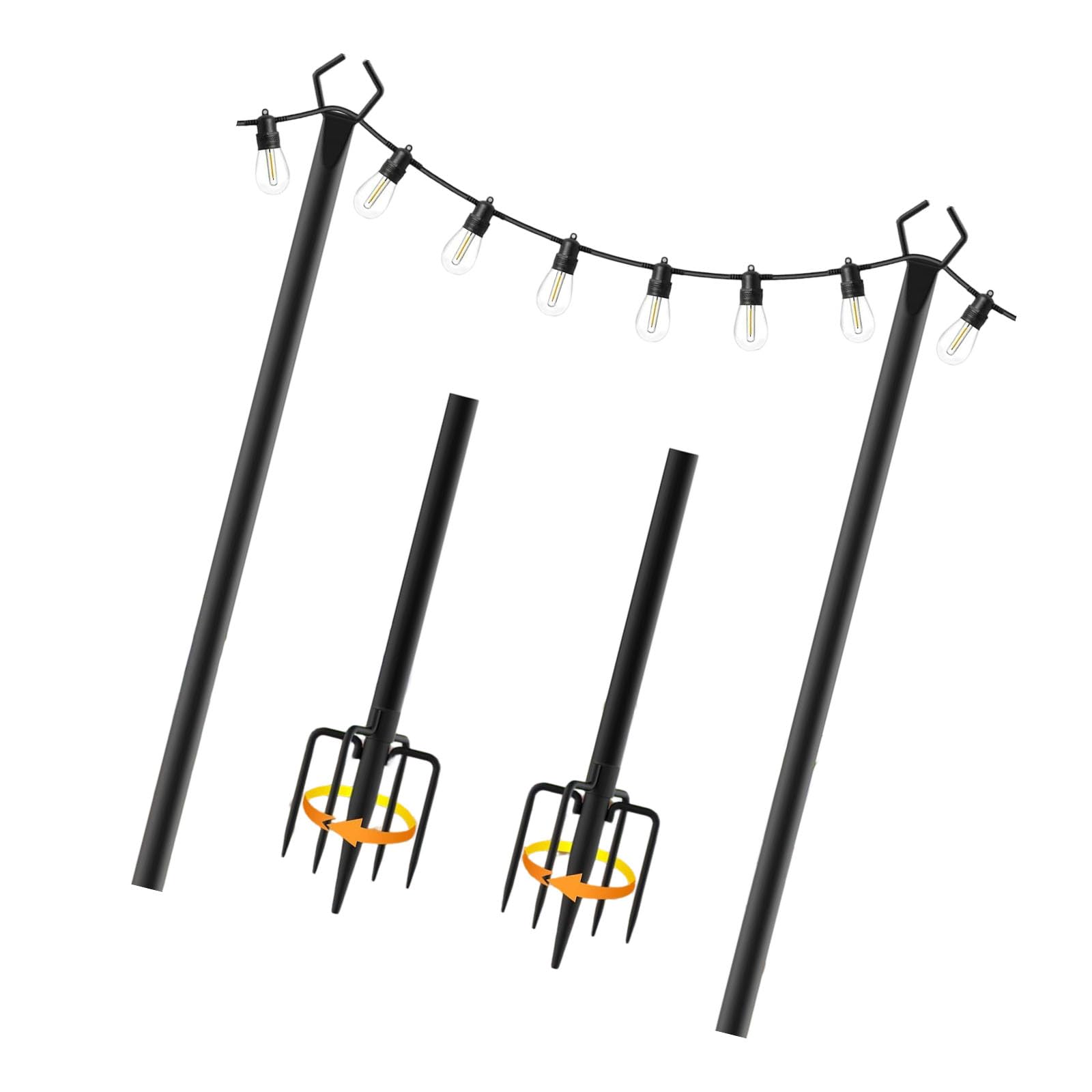 Ordinaryone Sturdy Iron Ground Anchors 2 Pieces Multipurpose Rods Perfect For Camping Tents And Sunshade Stability Outdoor Tent Stakes