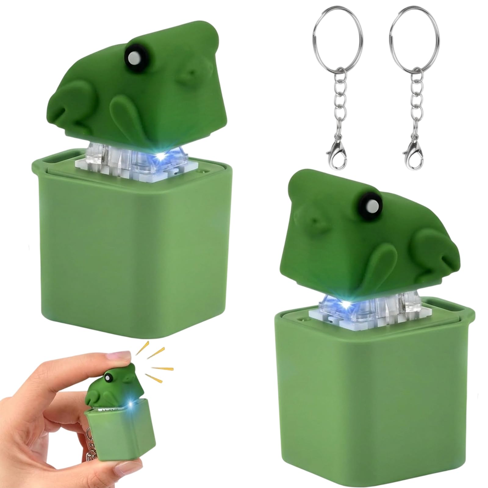 2 Pcs Frog Toy, Stress Relief Sensory Toys for Adults and, Portable Desk Toy with Fun Frog Design, Compact 7x5.5 cm Size for Office and Commute Use, Plastic Pop-Up Engaging Frog Toys