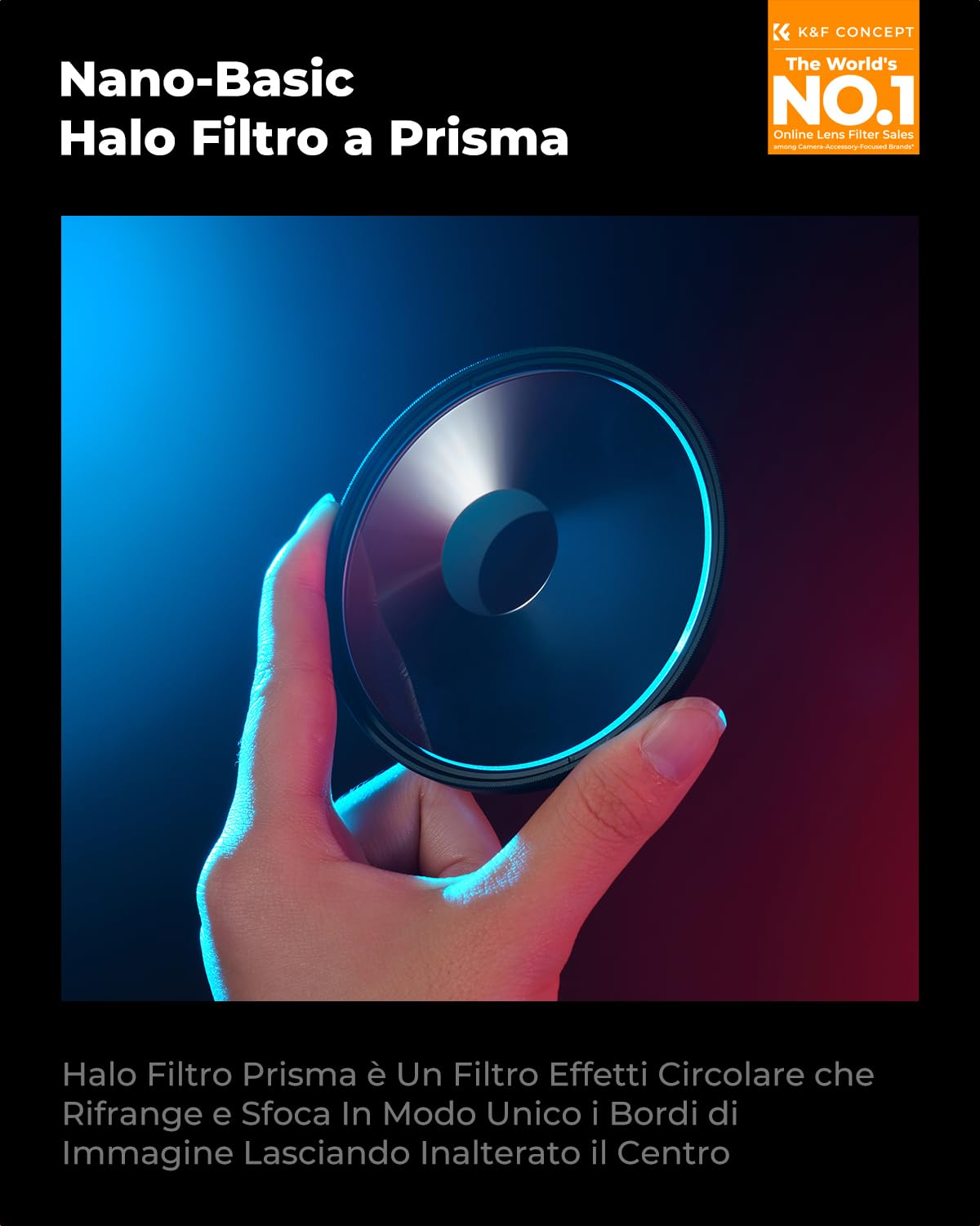 K&F CONCEPT Nano-Bacis Filtro Spirale Halo Filtro Effetto, Filtro Effetti Speciali a Prism in Vetro Ottico con 3pcs Panno di Pulizia con Effetto Alone Circolare Deformato con Visione Tunnel