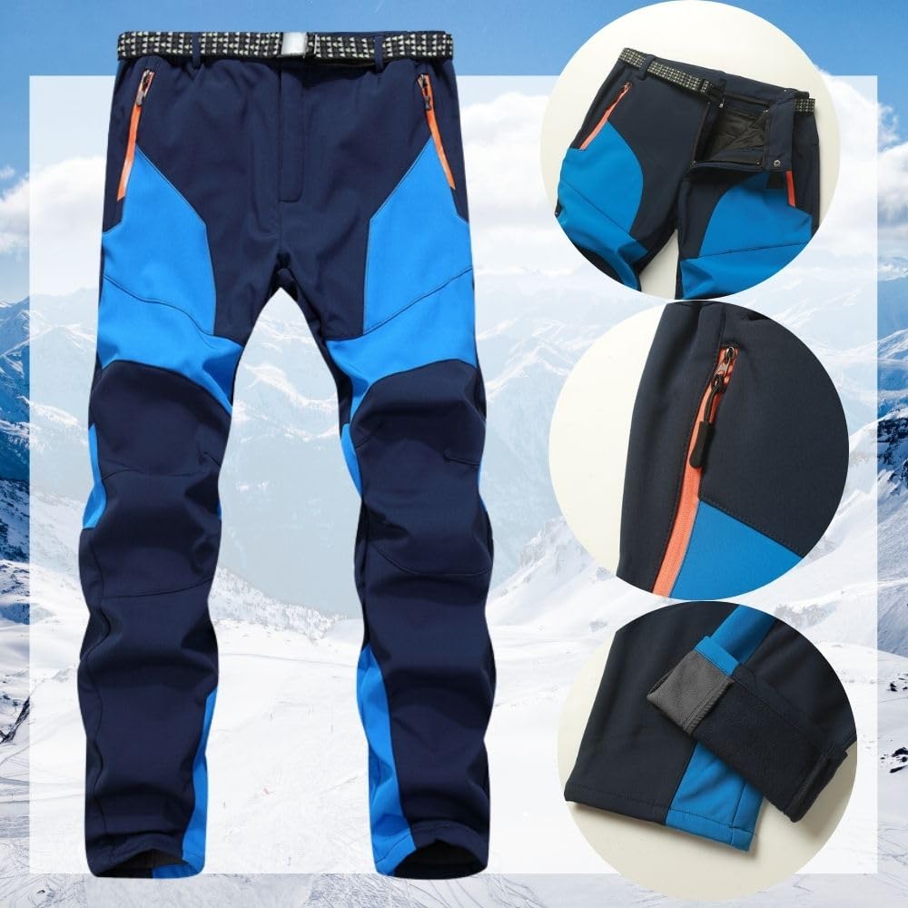 Pantalon de randonnée pour homme - Imperméable - Coupe-vent - Doublure chaude - Pantalon de ski - Pantalon softshell chaud - Pantalon d'hiver - Pantalon d'extérieur - Pantalon de snowboard