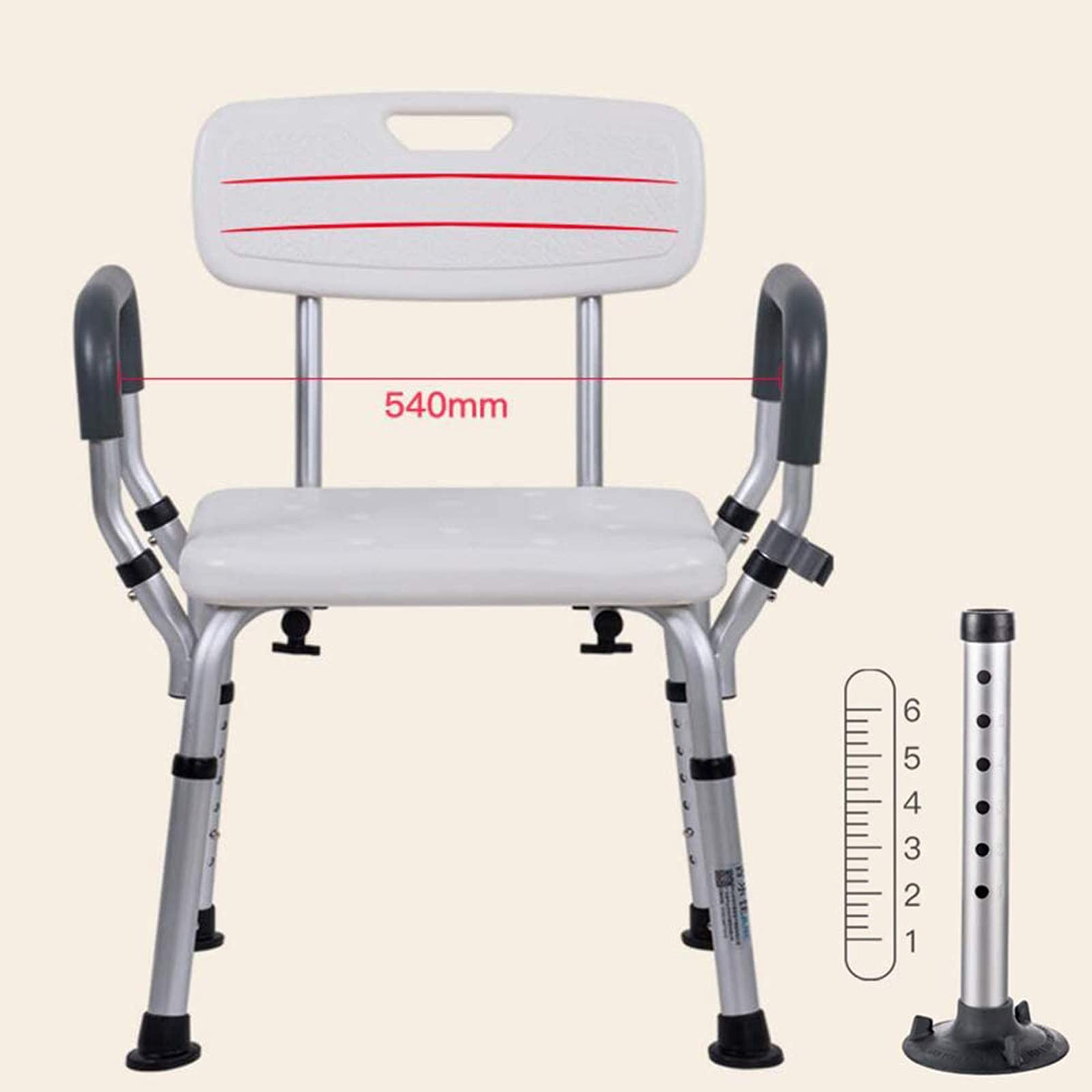 Sillas de Ducha para Ancianos con Reposabrazos y Taburete de Ducha Respaldo, Asientos de Ducha Asiento de Ducha Antideslizante Regulable en Altura, Ayudas de Ducha para Minusválidos y Adultos