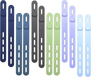 Koommonケーブルバンド シリコンバンド まとめる 結束バンド 12個入れ 4穴調整・取付簡単ケーブルバンド コード収納 多機能 繰り返し利用可能 ケーブルクリップ イヤホン コード収納 (アースカラー6色, 12セット)