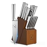 Knife Set - imarku Kitchen Knife Set 15 Piece Japanese Stainless Steel Knife Block Set with Sharpener - Dishwasher Safe Kitchen Knives - Ultra Sharp Chef Knife Set for Kitchen, Silver