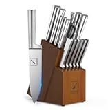 Knife Set - imarku Kitchen Knife Set 15 Piece Japanese Stainless Steel Knife Block Set with Sharpener - Dishwasher Safe Kitchen Knives - Ultra Sharp Chef Knife Set for Kitchen&comma; Silver