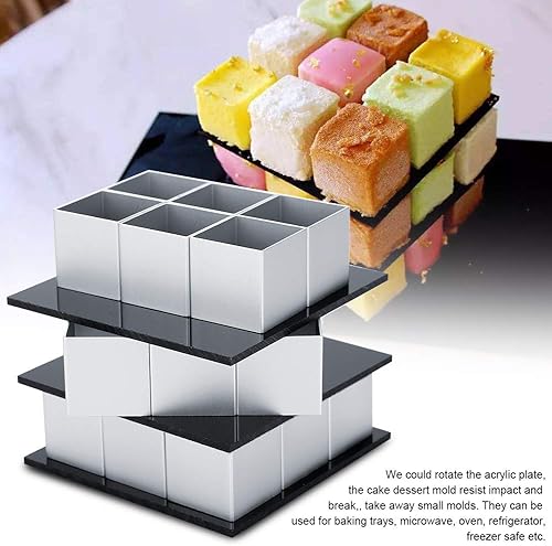 Miniatura 2 de Molde profesional para tartas, cubos de metal 3D, molde de tres capas de rotación, mousse, pastel, postre, horno, herramienta de molde