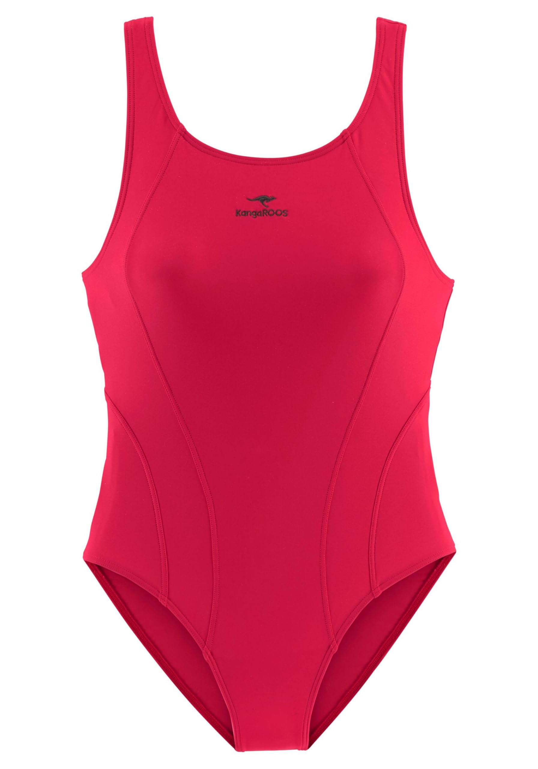 KANGAROOS Badeanzug Damen 42 Rot – Ringerrücken, unifarben, Unterbrustgummi