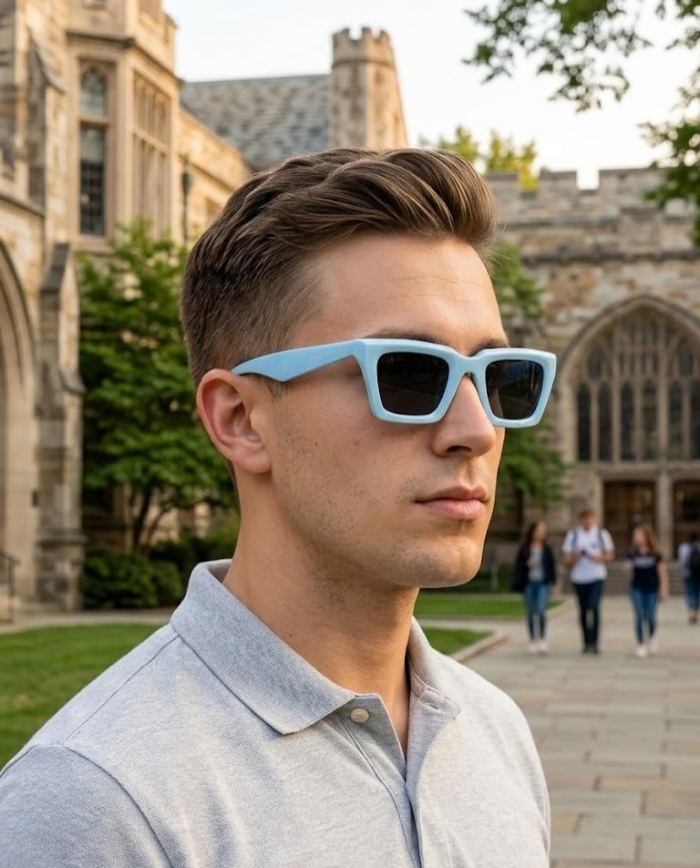 Image of Retro Vintage Rectangilar Thick Abstract UV-Protected Sunglasses For Men And Women