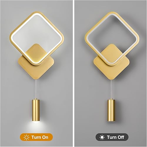 Miniatura 7 de BNHHLZ Apliques de pared LED modernos, aplique de pared para interiores, 6000 K, regulable, dorado, lámpara de pared de baño, lámparas de pared de