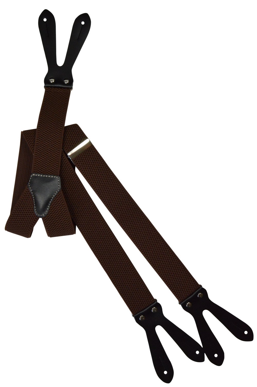 Olata Button-Down Formal Y-Shape Unisex Braces/Suspenders - 3.5cm. Brown (Standard)