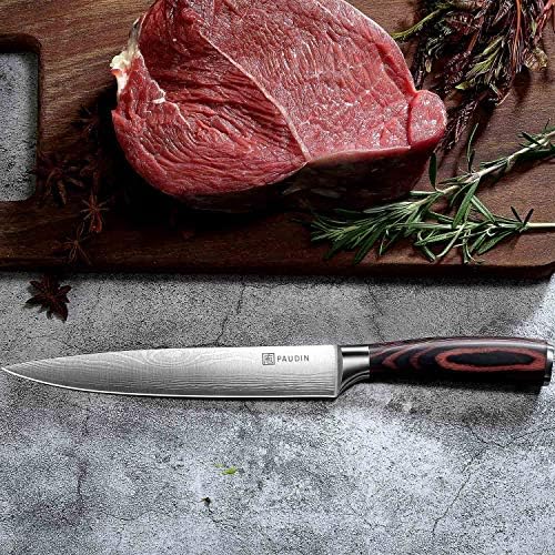 PAUDIN Carving Knife, Sharp Kitchen Knife 8 Inch, German High Carbon Stainless Steel Forged Sushi Knife, Carving Knives with Wooden Handle, Ideal for Home Restaurant & Outdoor Use, Come with Gift Box