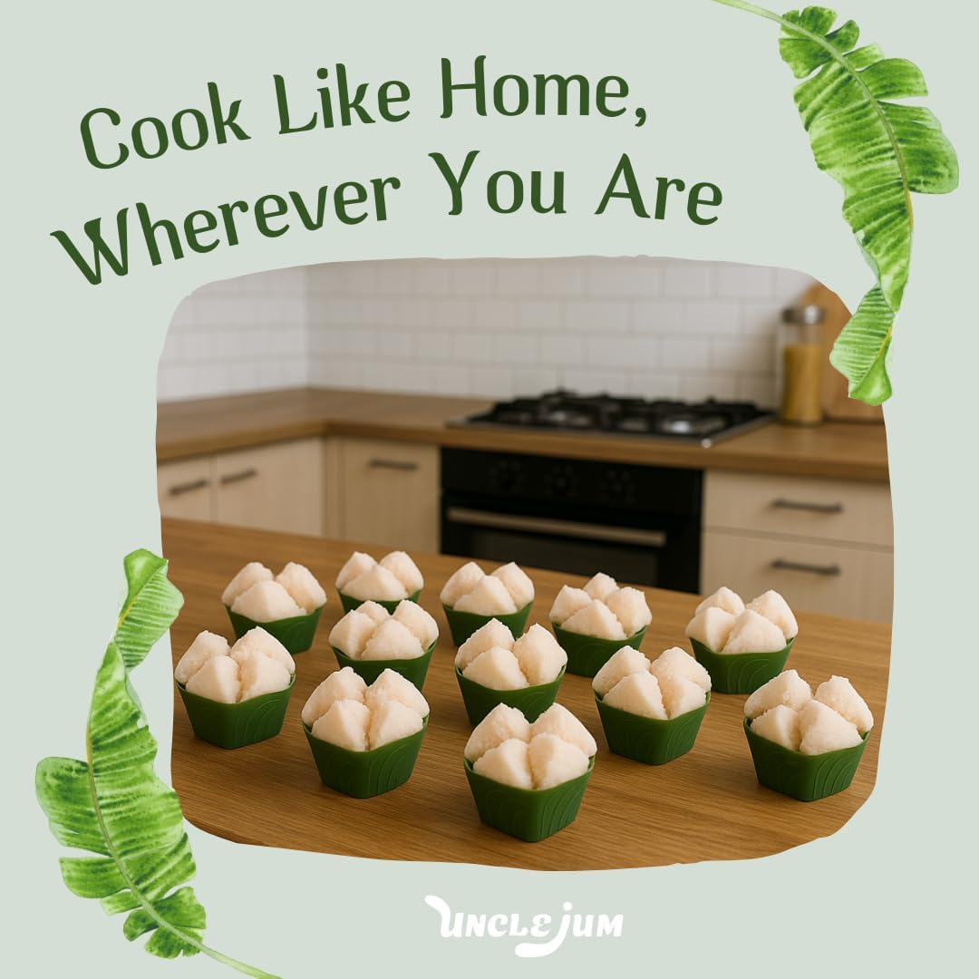 Reusable Plastic Steaming Cups – Banana Leaf Shape Thai Dessert Molds Plate, Jelly, Pudding, Cupcakes, and Asian Sweets (50, Size 6 cm)