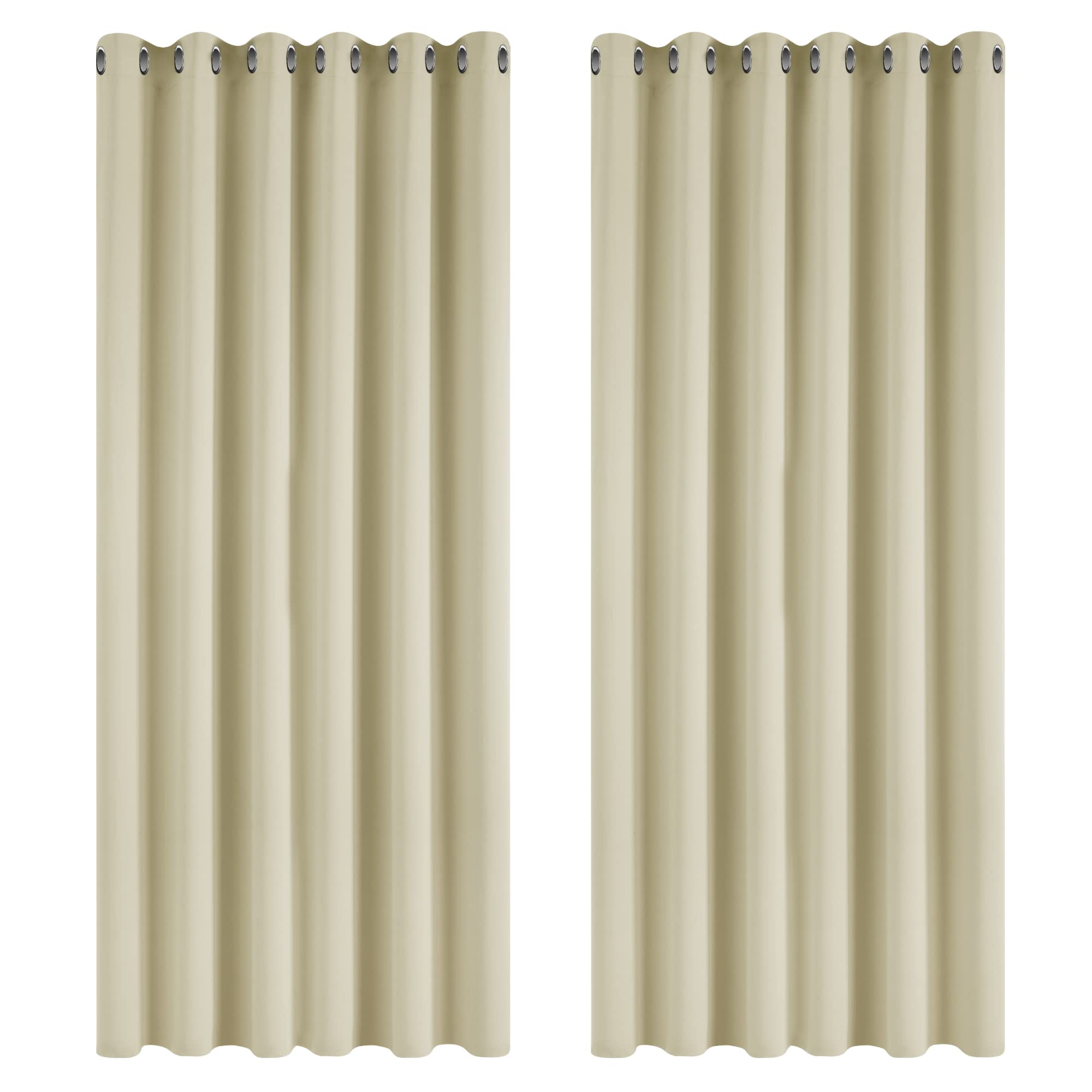 Deconovo Tende per Interni Oscuranti 2 Pezzi 229 CM Altezza, Tende Camera da Letto Coprente Moderne con Occhielli, 229x229 CM (Larghezza x Altezza), Beige Scuro