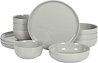 Vista 13 de Gibson Home Oslo - Juego de vajilla de porcelana resistente a las astillas y a los arañazos de 12 piezas, servicio para 4 – Platos y cuencos negros