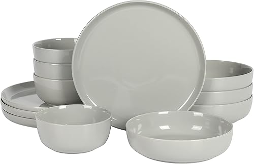 Miniatura 14 de Gibson Home Oslo - Juego de vajilla de porcelana resistente a las virutas y a los arañazos, servicio para 4 personas (16 unidades), juego de platos