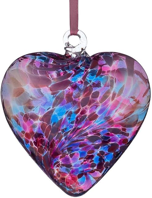 Sienna Glass HR8BLPI Friendship Heart, Blue and Pink, Small