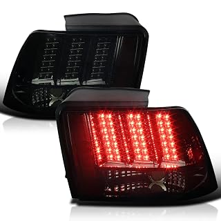 SPEC-D TUNING Smoke Lens Sequential LED Tail Lights Compatible with 1999-2004 Ford Mustang, Left + Right Pair Assembly