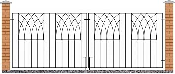 Abbey Modern Metal Driveway Garden Gates Wrought Iron Style Dual Swing Gate 2413mm Gap x 812mm High ABZP10