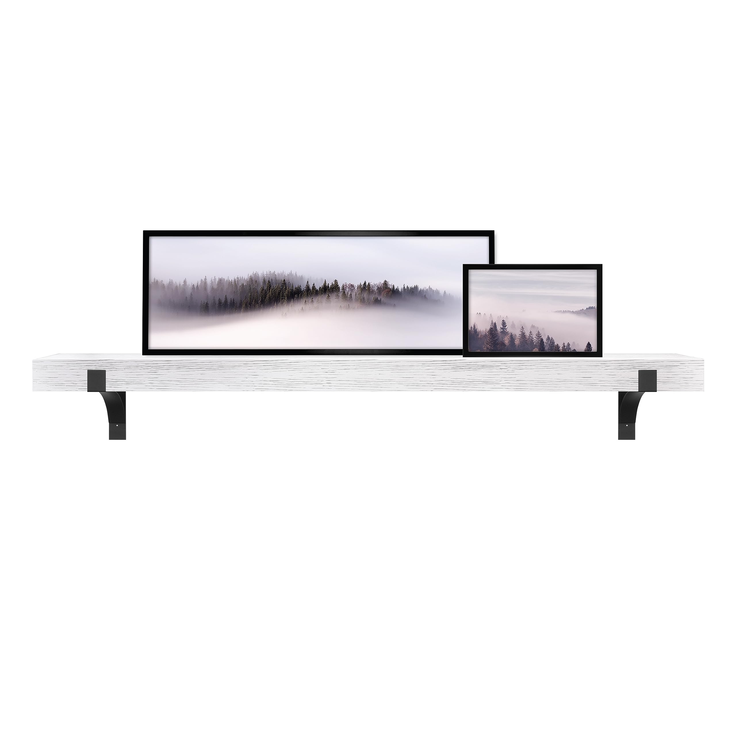 MCS Master &amp; Co Modern Mantel, 72", White Woodgrain, Floating Shelf