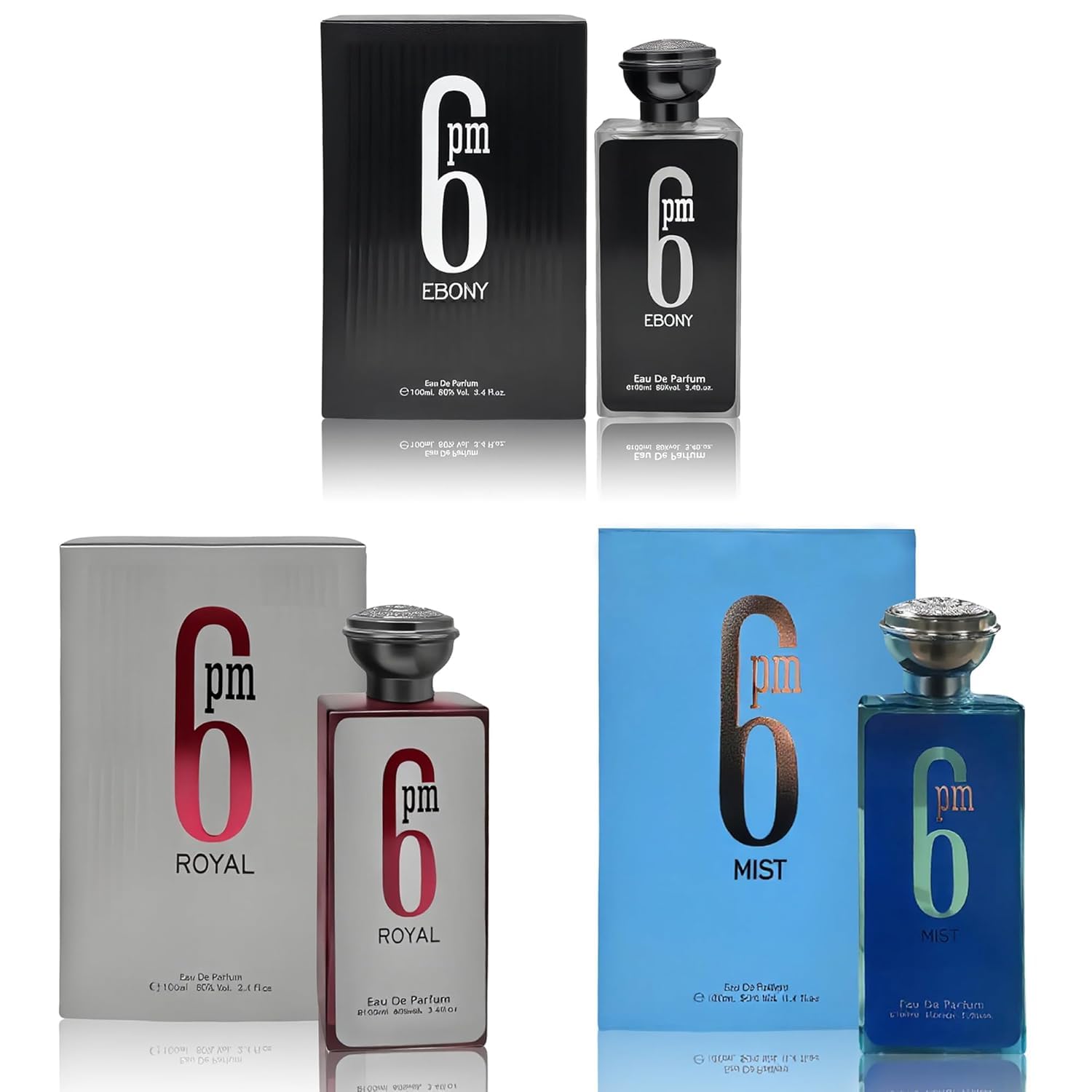 6 PM Series Eau De Parfum Spray with Woody Floral & Fruity Scent Perfume Gift Set Day to Night Fragrance for Men (Pack of 3) | Impression of 9 PM Perfume Series Cologne for Men