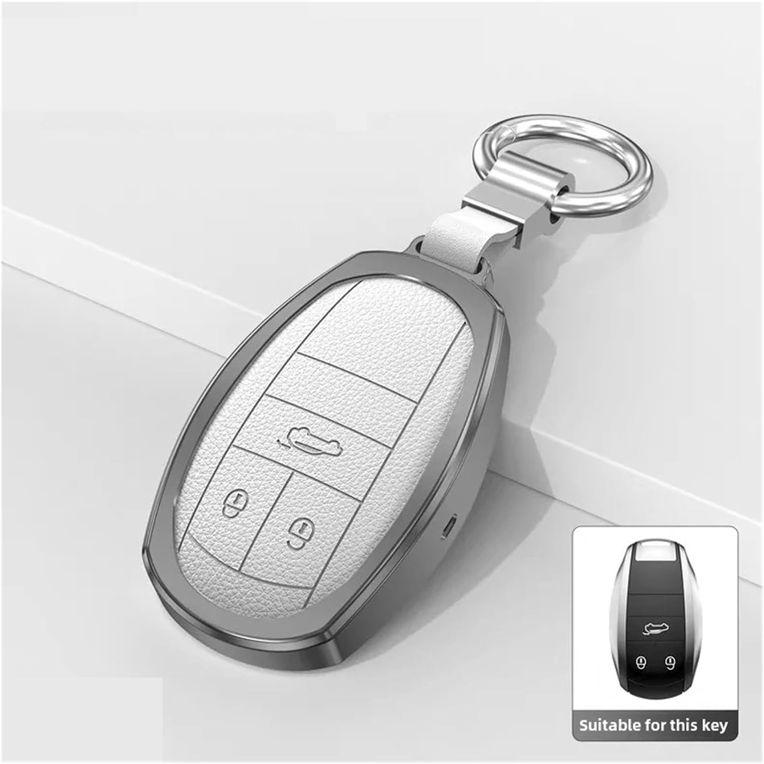 Aluminum Alloy Key Cover Compatible For Bentley And Old Style Keychain Leather Aluminum Alloy Shell Buckle Bag(Style 7)