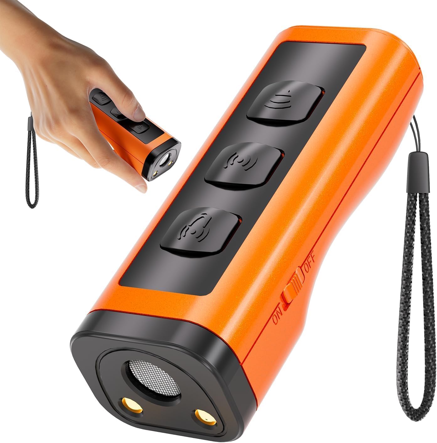 Dog Bark Deterrent Device Stops Bad Behavior | No Need Yell or swat, Just Point to a Dog (own or Neighbor's) Hit The Button | Long-Range ultrasonic (Orange)