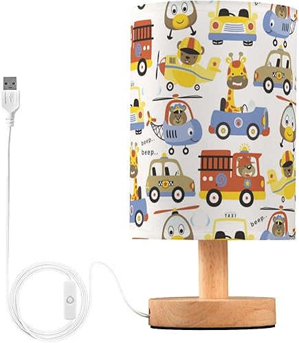 Miniatura 2 de Lámpara de noche pequeña lámpara de mesa con puerto USB lindos animales vehículos luces de noche blancas para niños habitación de niños