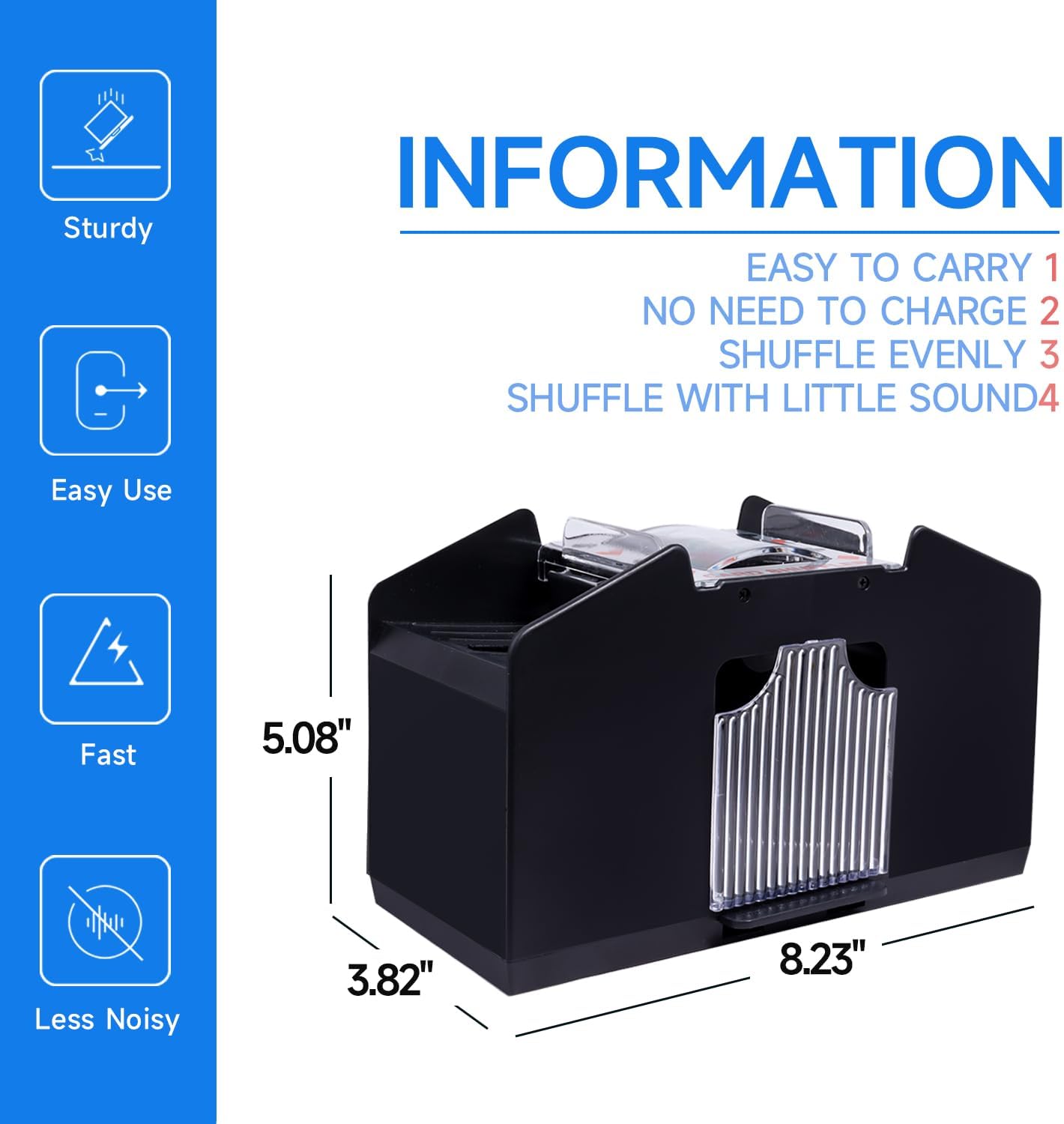 GSE 2/4/6 Deck AC/DC-Power OR Battery-Operated Casino Automatic Card Shuffler for Playing Card, Blackjack, Texas Hold 'em, UNO, Poker, Home Card Games