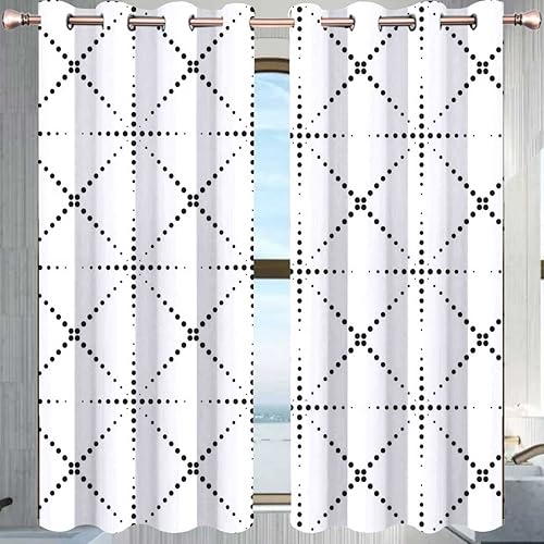 Cortinas opacas en colores pastel para Habitacion, 2 paneles geométricos de línea de celosía, cortinas modernas para exteriores, decoración de