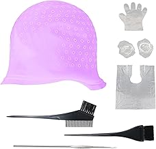 SKHAOVS 7 Pièces Bonnet à Mèches en Silicone Bonnet Coloration avec aiguille pour surlignage et glaçage pour salon de couleur - Outils de coiffure en silicone pour femmes et filles