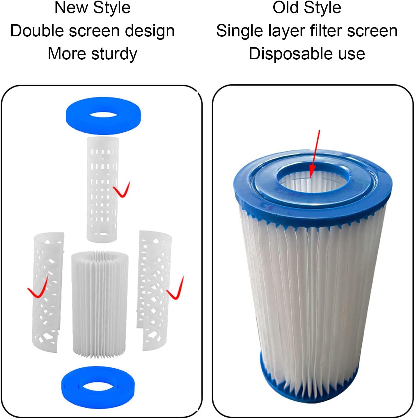 Reusable Pool Filter, Replacement with 5 Filters for 28604 58384, Fit for 58387 58388E 58390E 58389, TYPE A C
